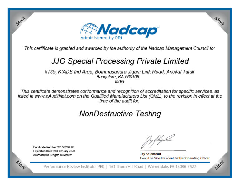 NDT NADCAP certificate